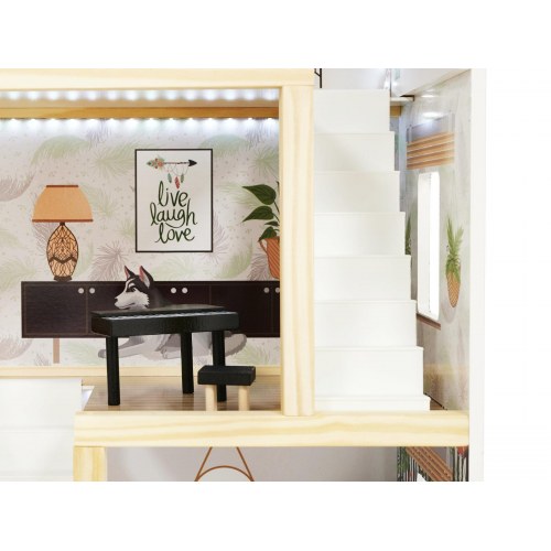 Dukkehus i træ med LED – Lulilo Floro Boho