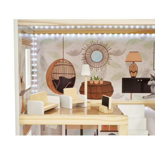 Dukkehus i træ med LED – Lulilo Floro Boho