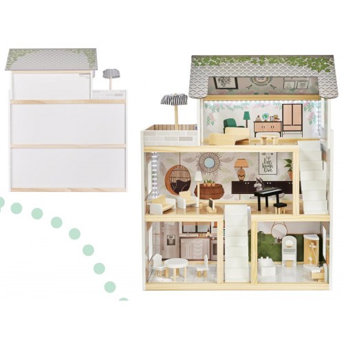 Dukkehus i træ med LED – Lulilo Floro Boho