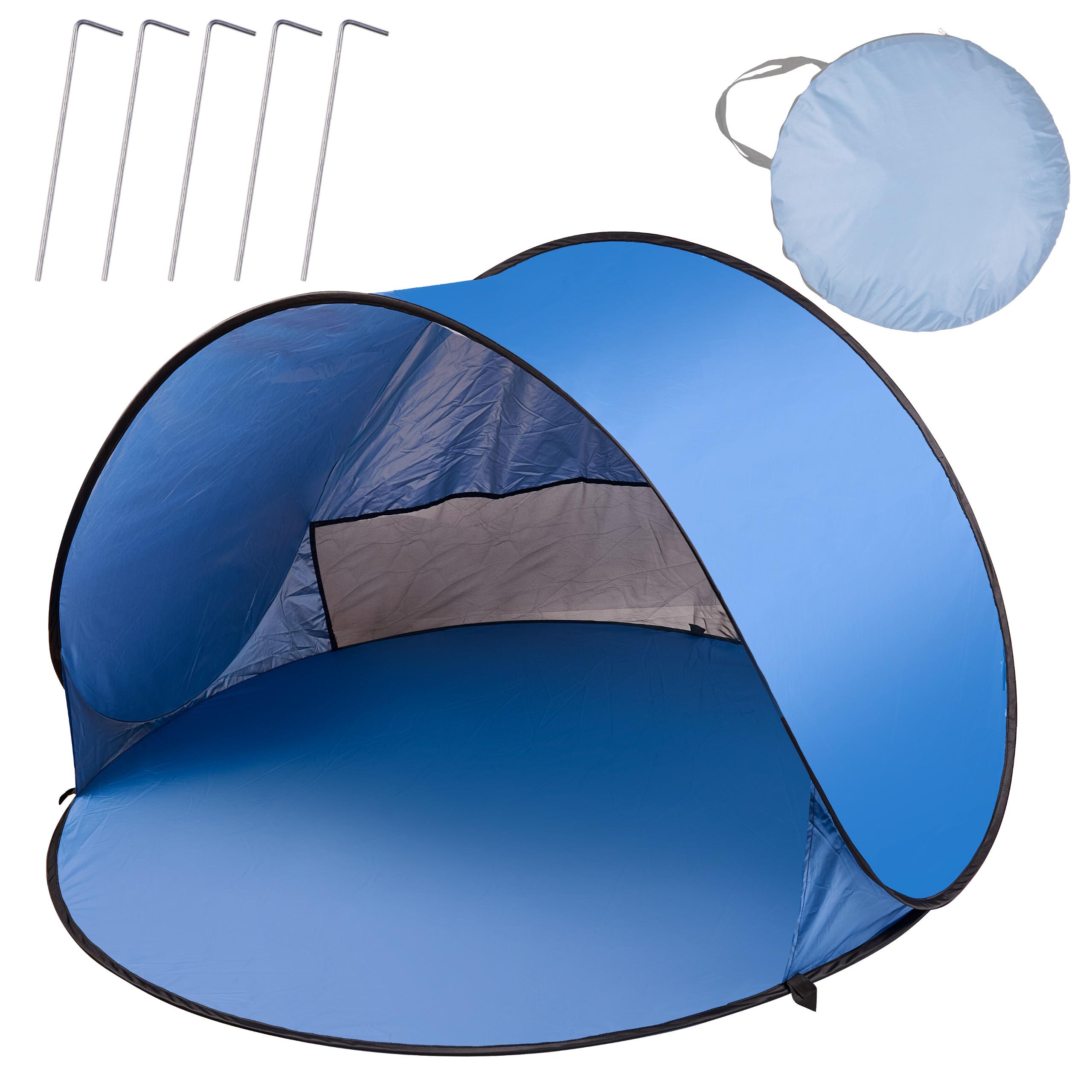 Strandtelt pop-up XL 146 × 146 cm med taske - blå