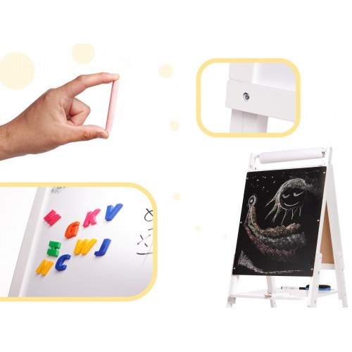 Tegnetavle til børn – dobbeltsidet magnetisk kridttavle og whiteboard, stor XXL