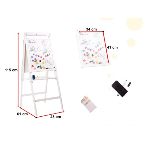 Tegnetavle til børn – dobbeltsidet magnetisk kridttavle og whiteboard, stor XXL