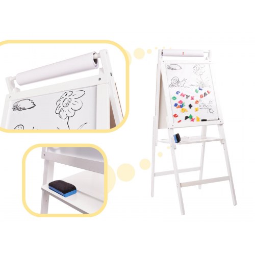 Tegnetavle til børn – dobbeltsidet magnetisk kridttavle og whiteboard, stor XXL