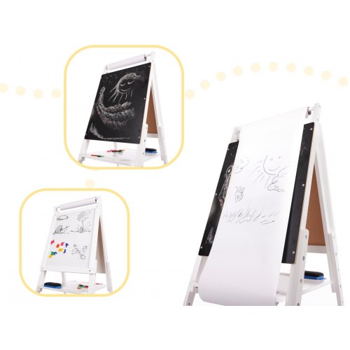 Tegnetavle til børn – dobbeltsidet magnetisk kridttavle og whiteboard, stor XXL