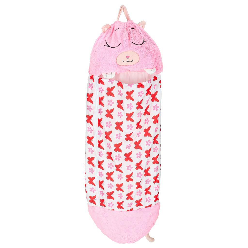 Sovepose til børn 2-i-1 med pude 135×50 cm - pink