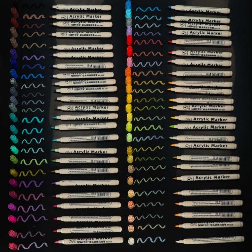 Akryl tuscher – vandfaste DIY markere, 48 farver