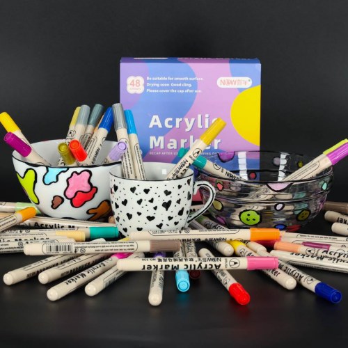 Akryl tuscher – vandfaste DIY markere, 48 farver