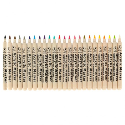 Akryltuscher til sten, stof og glas – vandfaste – 24 farver