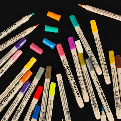 Akryltuscher til sten, stof og glas – vandfaste – 24 farver