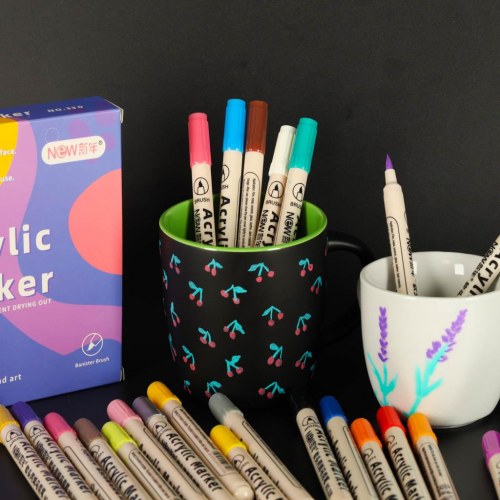 Akryltuscher til sten, stof og glas – vandfaste – 24 farver