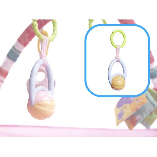 Legetæppe med legehave og bolde – lyserød aktivitetsmåtte 76×76 cm