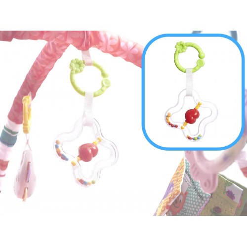 Legetæppe med legehave og bolde – lyserød aktivitetsmåtte 76×76 cm