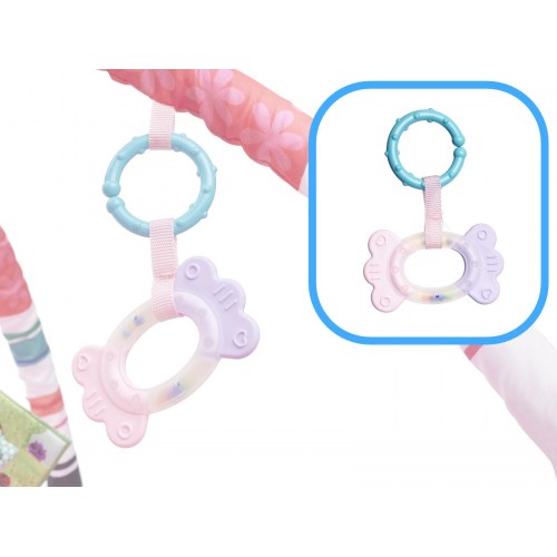 Legetæppe med legehave og bolde – lyserød aktivitetsmåtte 76×76 cm