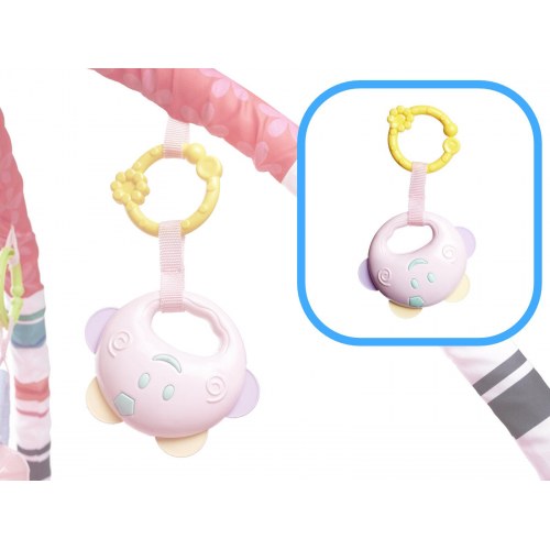 Legetæppe med legehave og bolde – lyserød aktivitetsmåtte 76×76 cm