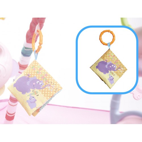 Legetæppe med legehave og bolde – lyserød aktivitetsmåtte 76×76 cm