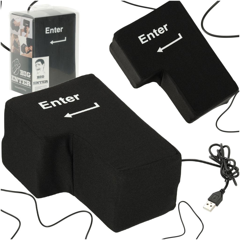 USB Enter-tast - stor antistress-pude, sort