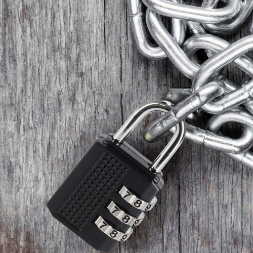 Kuffert hængelås med talkombination – sort