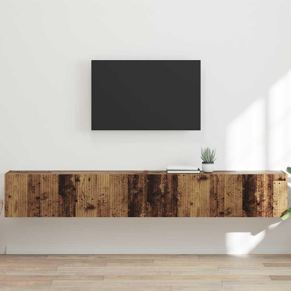 TV vægskab 2 stk Gammelt træ 60 x 31 x 29.5 cm Konstrueret træ