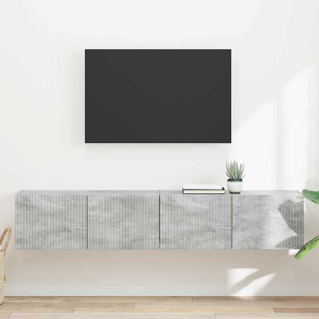 TV vægskab 2 stk Beton 60 x 31 x 29.5 cm Konstrueret træ