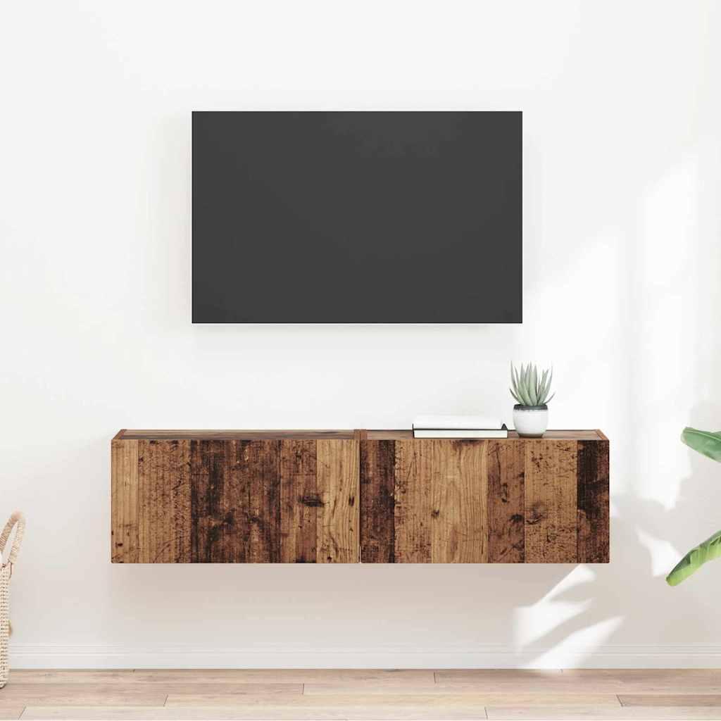 TV vægskab 2 stk Gammelt træ 60 x 31 x 29.5 cm Konstrueret træ