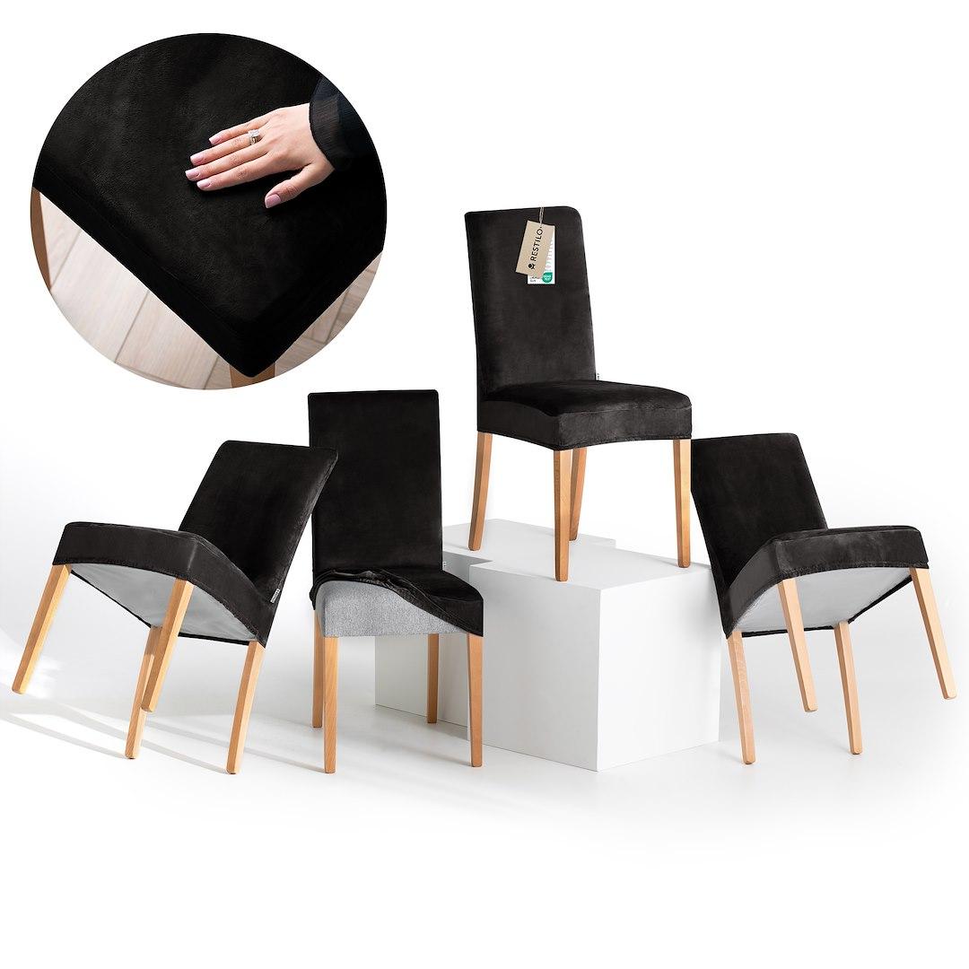 Sofabetræk RESTILO Sento - sort, glat velour, klassisk