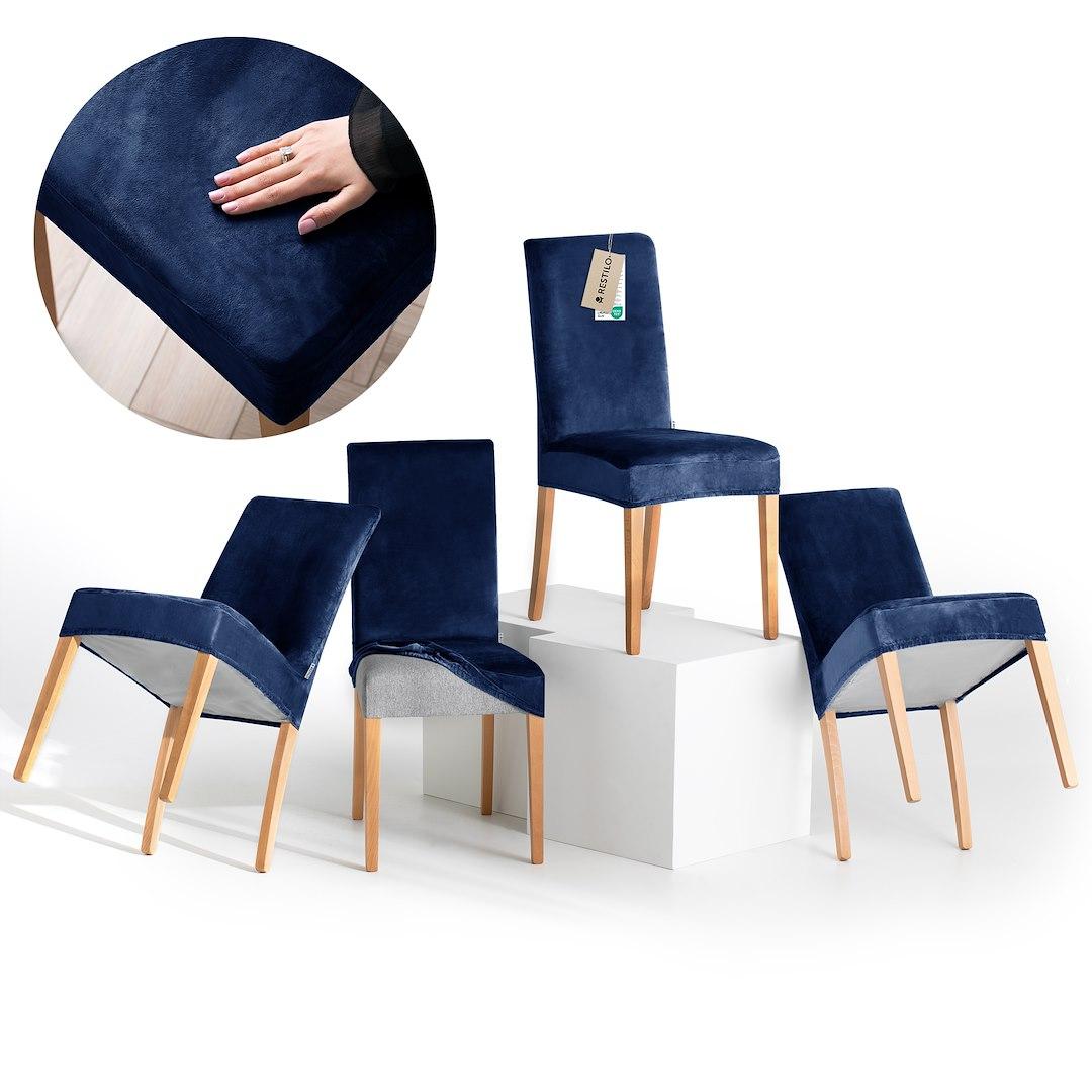 Sofabetræk RESTILO Sento - indigo, glat velour, klassisk