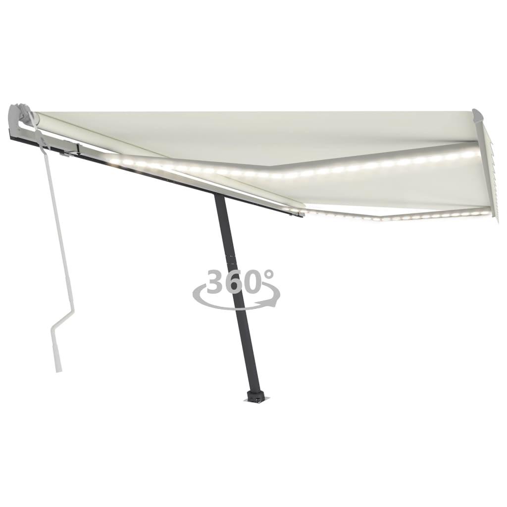 Markise m. LED-lys 400x300 cm manuel betjening cremefarvet