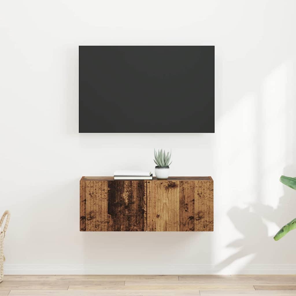 TV vægskab 2 stk Gammelt træ 60 x 31 x 29.5 cm Konstrueret træ