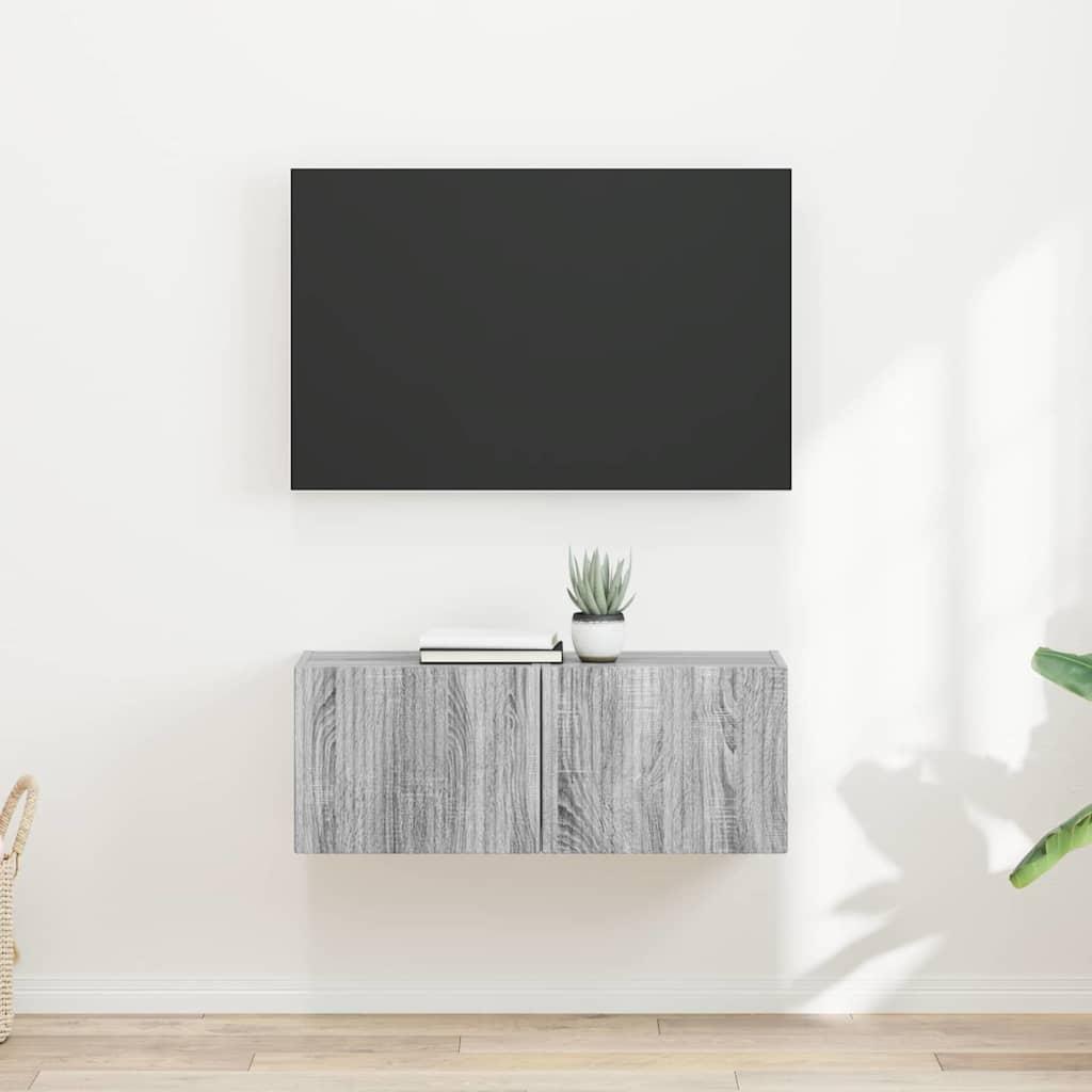 TV vægskab 2 stk Grå Sonoma 60 x 31 x 29.5 cm Konstrueret træ