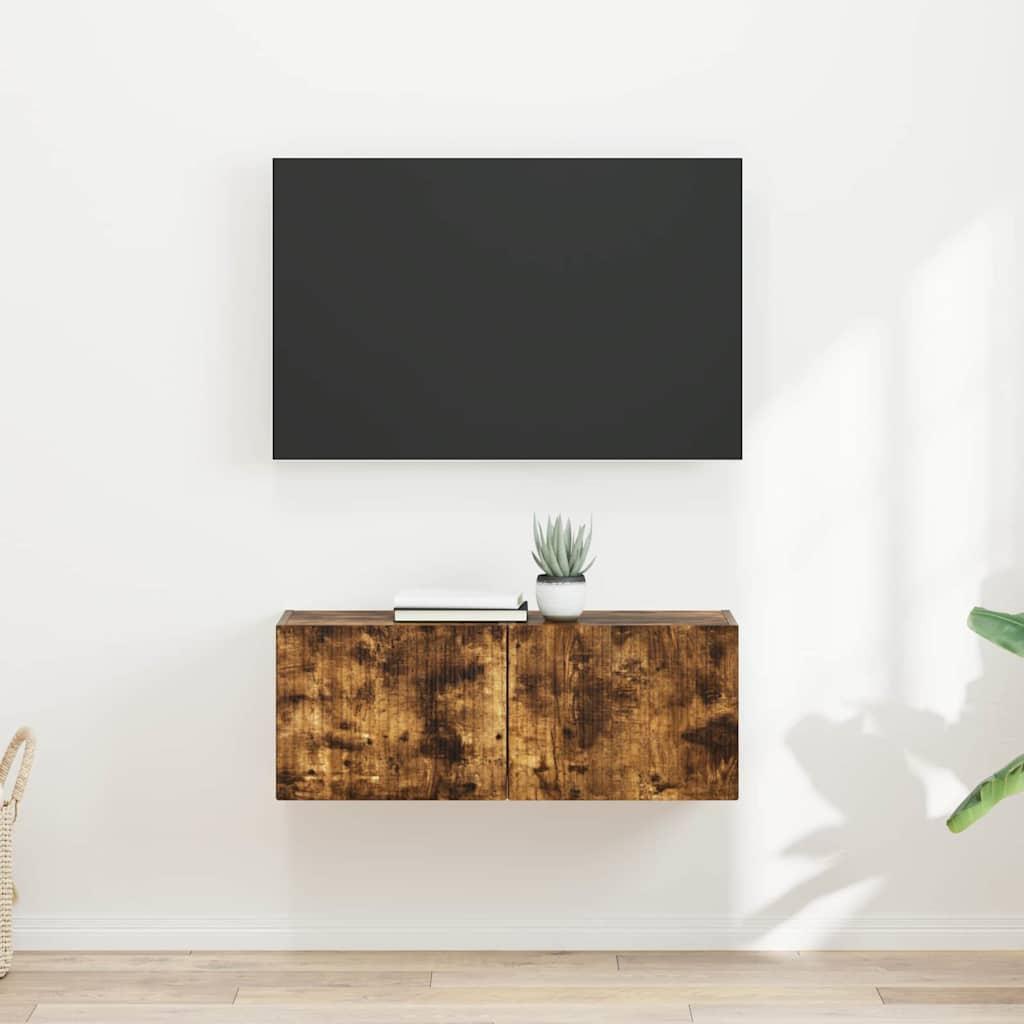 TV vægskab 2 stk Røget eg 60 x 31 x 29.5 cm Konstrueret træ
