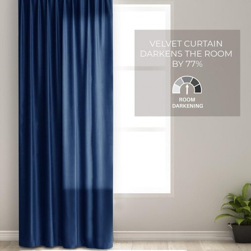 Mørklægningsgardin fløjl 140x270 indigo - AmeliaHome