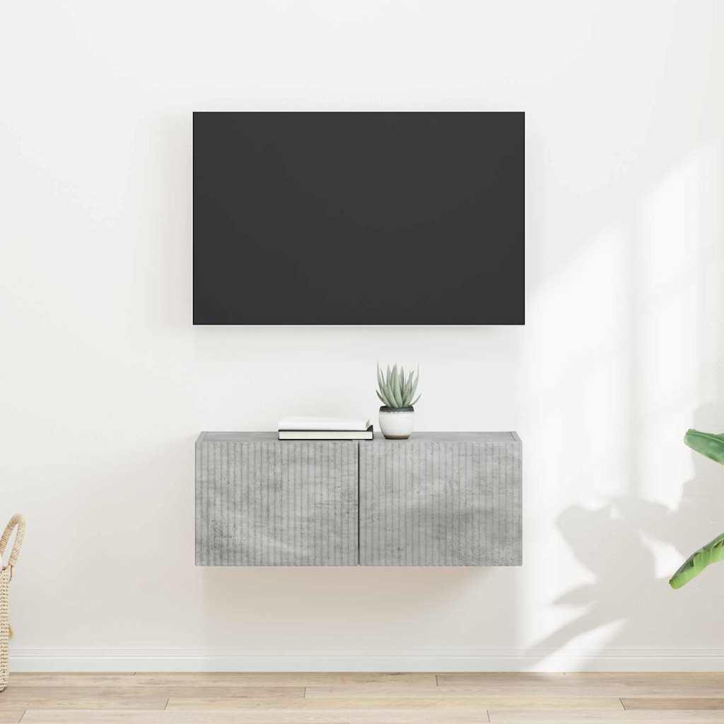 TV vægskab 2 stk Beton 60 x 31 x 29.5 cm Konstrueret træ