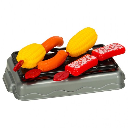 Legetøjskøkken – sæt med gryder, service og tilbehør, 35 dele (rød)