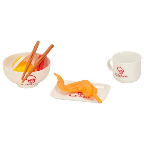 Legetøjskøkken – sæt med gryder, service og tilbehør, 35 dele (rød)