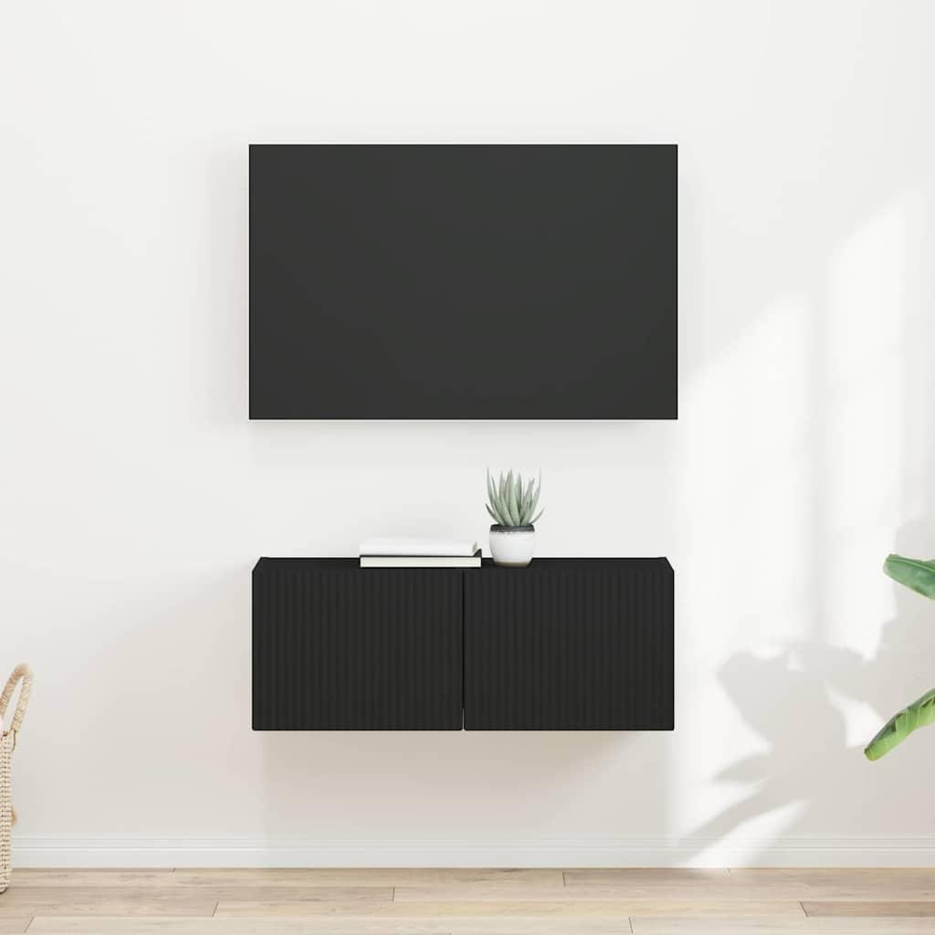 TV vægskab 2 stk Sort 60 x 31 x 29.5 cm Konstrueret træ
