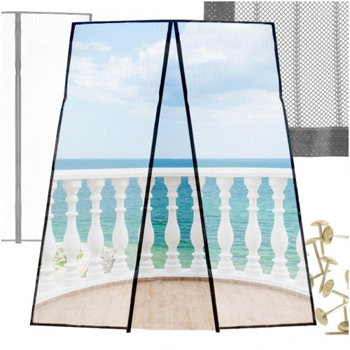 Myggenet til dør med magneter LUARO – 160 × 230 cm, sort