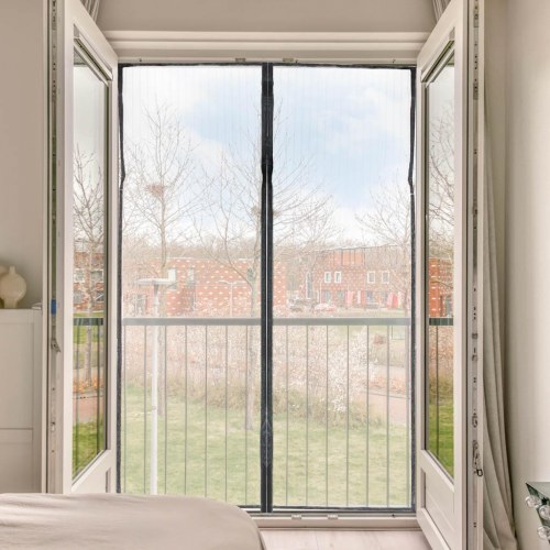 Myggenet til dør med magneter LUARO – 160 × 230 cm, sort