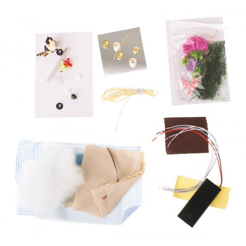 Dukkehus i træ DIY – retro model (3013) med LED