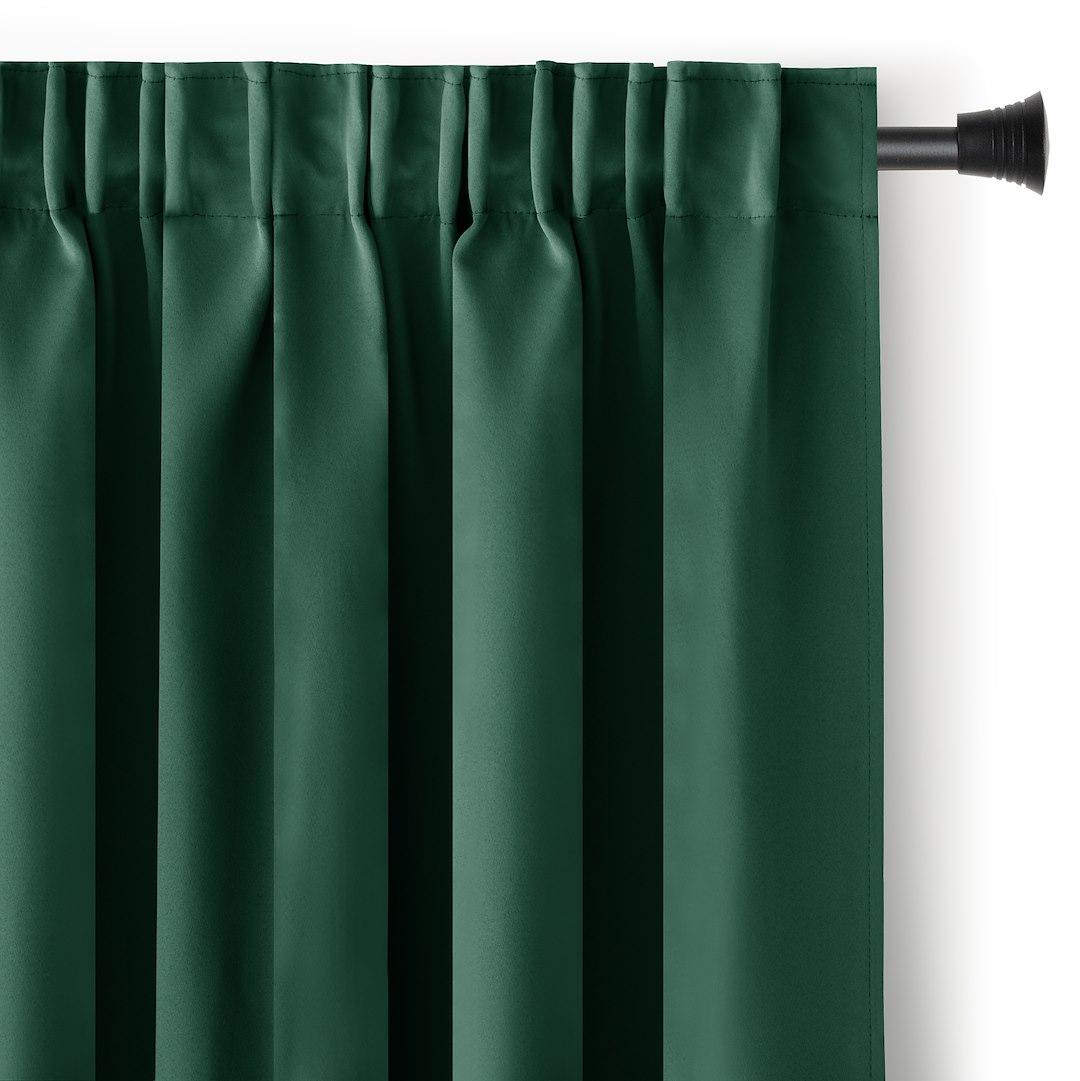 Mørklægningsgardin 200×245 cm - flaskegrøn, klassisk med bånd (RESTILO)