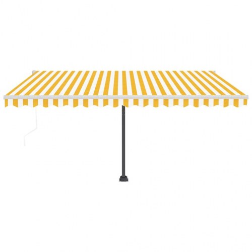 Markise m. LED+vindsensor 400x300 cm automatisk gul og hvid