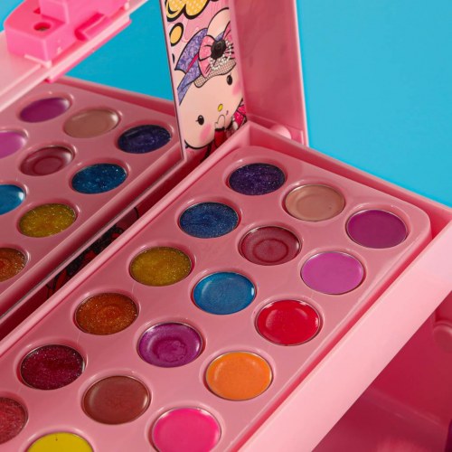 Makeup kuffert til børn – sminke- og neglesæt med spejl (pink)