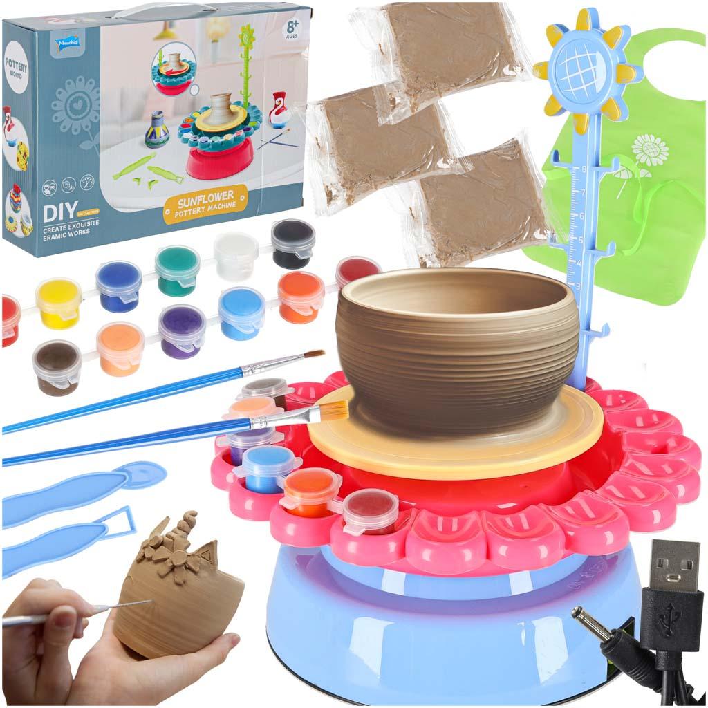 Drejeskive til keramik – kreativt sæt med ler og maling 600 g