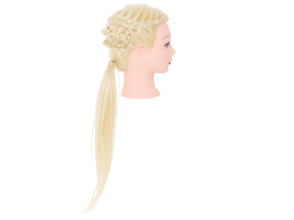 Frisør træningshoved – naturligt blond hår, 60–70 cm