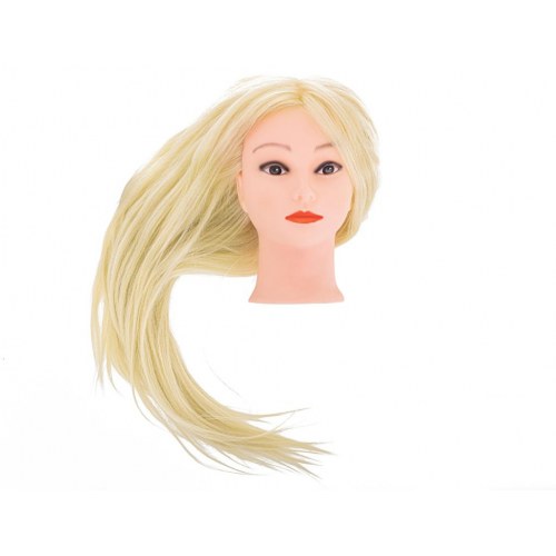 Frisør træningshoved – naturligt blond hår, 60–70 cm