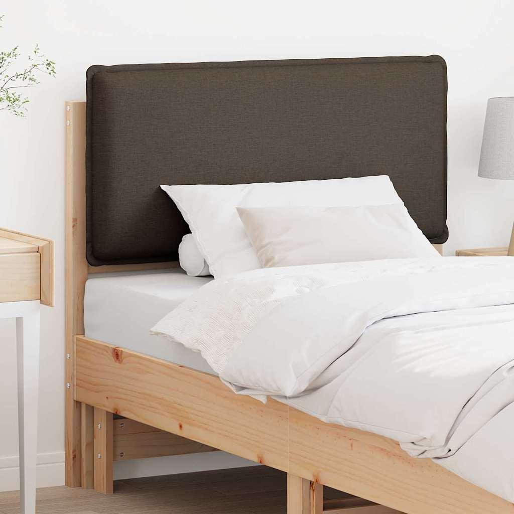Polstret Sengegavl Grå Massiv Fyrretræ - Naturlig og taupe / 90 cm