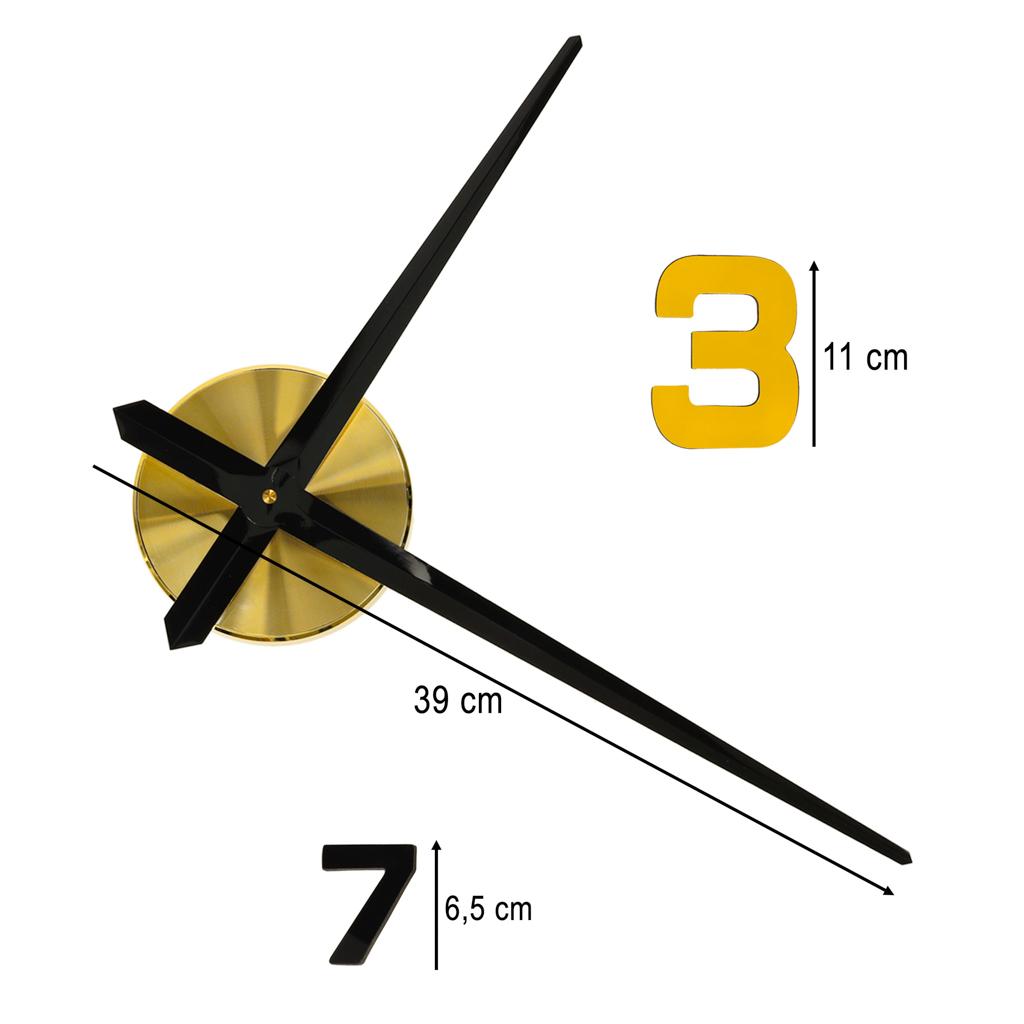 Vægur med klistermærker 100-120 cm - sort/guld