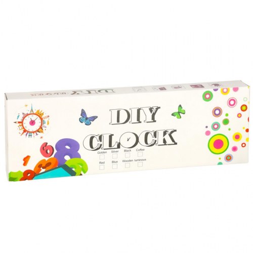 Vægur med klistermærker – 4 tal, farverigt, gyldne visere (DIY)