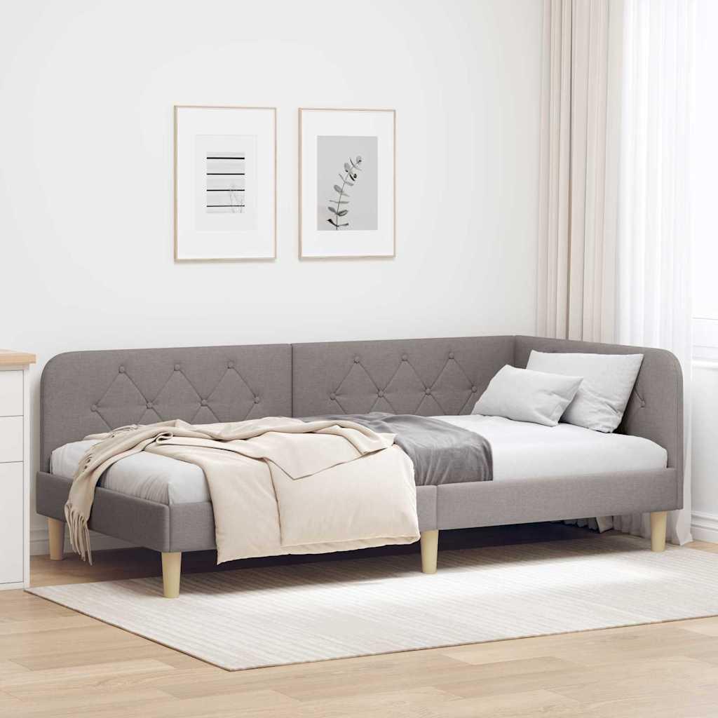 Hjørnesengramme med hovedgærde Gråbrun 100 x 200 cm Stof