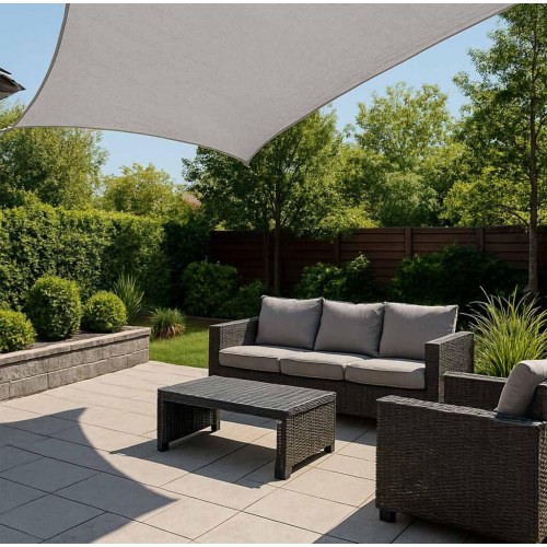 Solsejl vandtæt 4×3 m rektangulært – grå