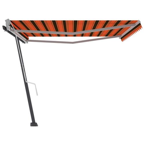 Fritstående markise 450x300 cm manuel betjening orange/brun